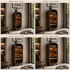 Rounded Wood Wine Cabinet – Solid Wood Bar Storage Cabinet for Living Room Decor