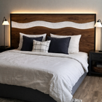 Solid Wood Wave Headboard – Sculptural Open Design