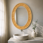 Solid Wood Wall Mirror – Modern Natural Bathroom Mirror Design
