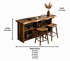 Live Edge Wood Bar Table Set – Solid Wood Home Bar Counter with Stools for Living Room Decor