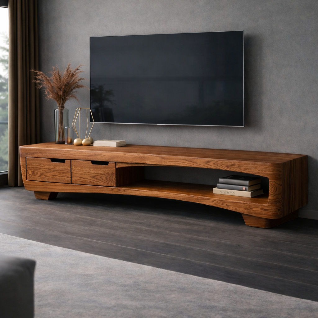 Solid Wood Modern TV Console – Clean-Line Media Stand