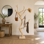 Tree Branch Wood Coat Rack – Solid Wood Entryway Hall Tree with Hooks for Home Decor