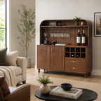 Wood Bar Cabinet – Solid Wood Wine Storage Cabinet for Living Room Decor