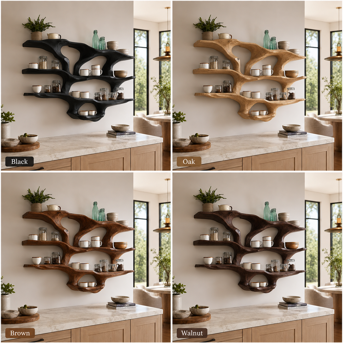 Wall-Mounted Kitchen Shelf – Solid Wood Organizer Shelf for Kitchen Decor