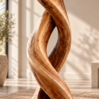 Twisted Spiral Wood Floor Lamp