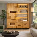 Wall Cabinet – Solid Wood Storage Cabinet with Open Shelves