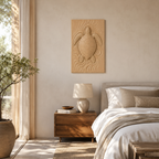 Sea Turtle Wood Wall Art – Solid Wood 3D Relief Carving for Coastal Bedroom Decor