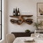 Branch Wood Wall Wine Rack – Solid Wood Bottle and Glass Display Shelf for Kitchen Decor