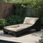 Curved Solid Wood Chaise Lounge with Cushion – Modern Lounger