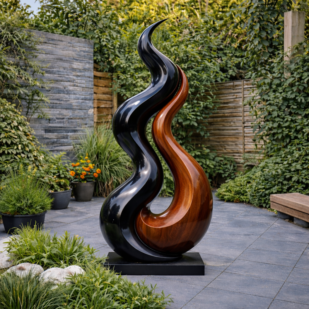 Wooden Outdoor Sculpture – Modern Natural Art Decor
