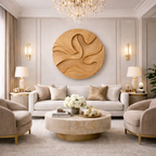 Hand-Carved Solid Wood Wall Art Panel – Organic Round Sculpture