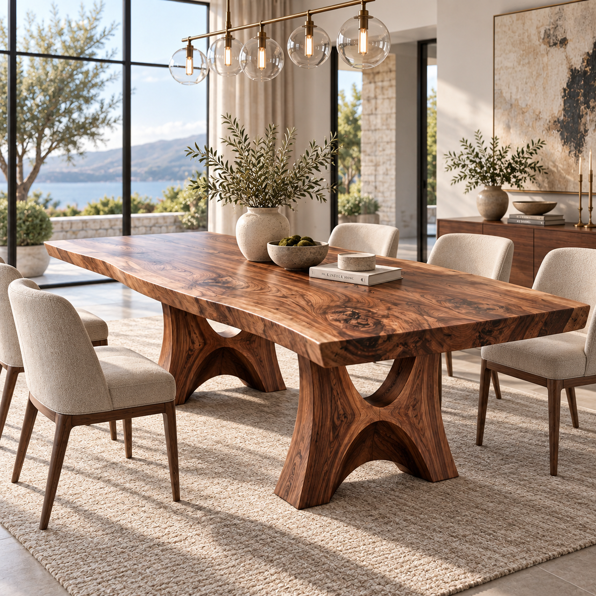 Sculptural Live Edge Wood Dining Table