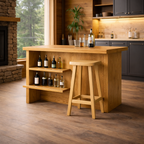 Kitchen Island – Solid Wood Island with Storage, Seating and Wine Rack
