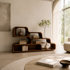 Modular Wood Bookshelf – Solid Wood Stacking Display Shelf for Living Room Decor
