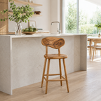 Wood Bar Stool – Solid Wood Counter Chair for Kitchen Island Decor