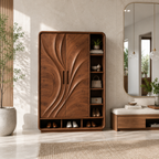 Carved Wood Wardrobe – Solid Wood Storage Cabinet for Bedroom Decor