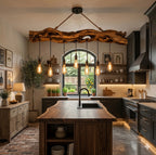 Rustic Dining Light – Solid Wood Pendant Lamp with Glass Bulbs for Dining Room Decor