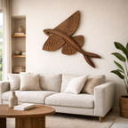 Flying Eagle Wall Art – Solid Wood Decorative Panel for Rustic Home Deco