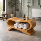 Sculptural Towel Rack Stand – Solid Wood Rolled Towel Holder for Bathroom Decor