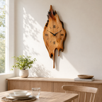 Live Edge Wood Wall Clock – Solid Wood Rustic Decorative Clock for Living Room Decor