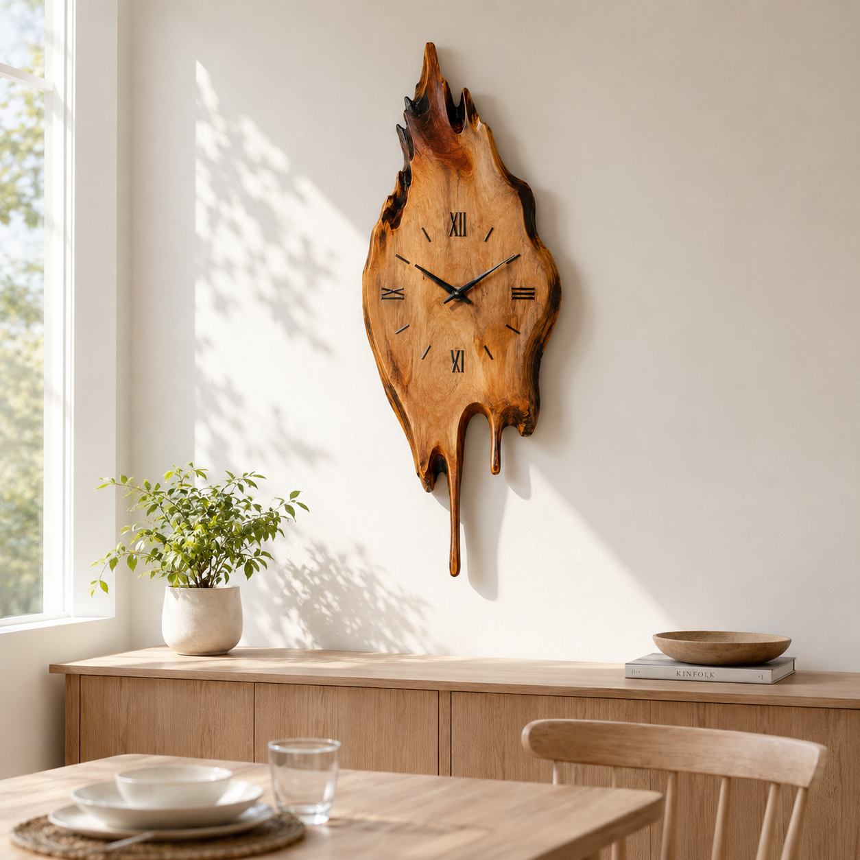Live Edge Wood Wall Clock – Solid Wood Rustic Decorative Clock for Living Room Decor