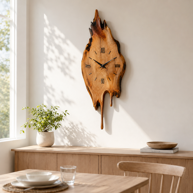 Live Edge Wood Wall Clock – Solid Wood Rustic Decorative Clock for Living Room Decor Main Image