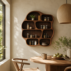 Organic Wood Wall Shelf – Solid Wood Floating Display Shelf for Living Room Decor