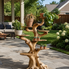 Tree Plant Stand – Solid Wood Multi-Tier Planter Shelf for Garden Decor