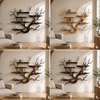 Tree Branch Wall Shelf – Solid Wood Display Shelf for Living Room