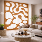 Carved Wooden Divider – Modern Natural Room Divider Screen
