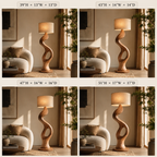 Sculptural Wood Floor Lamp – Solid Wood Standing Lamp for Living Room Decor
