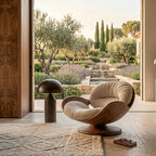 Sculptural Lounge Chair – Solid Wood Accent Chair for Living Room