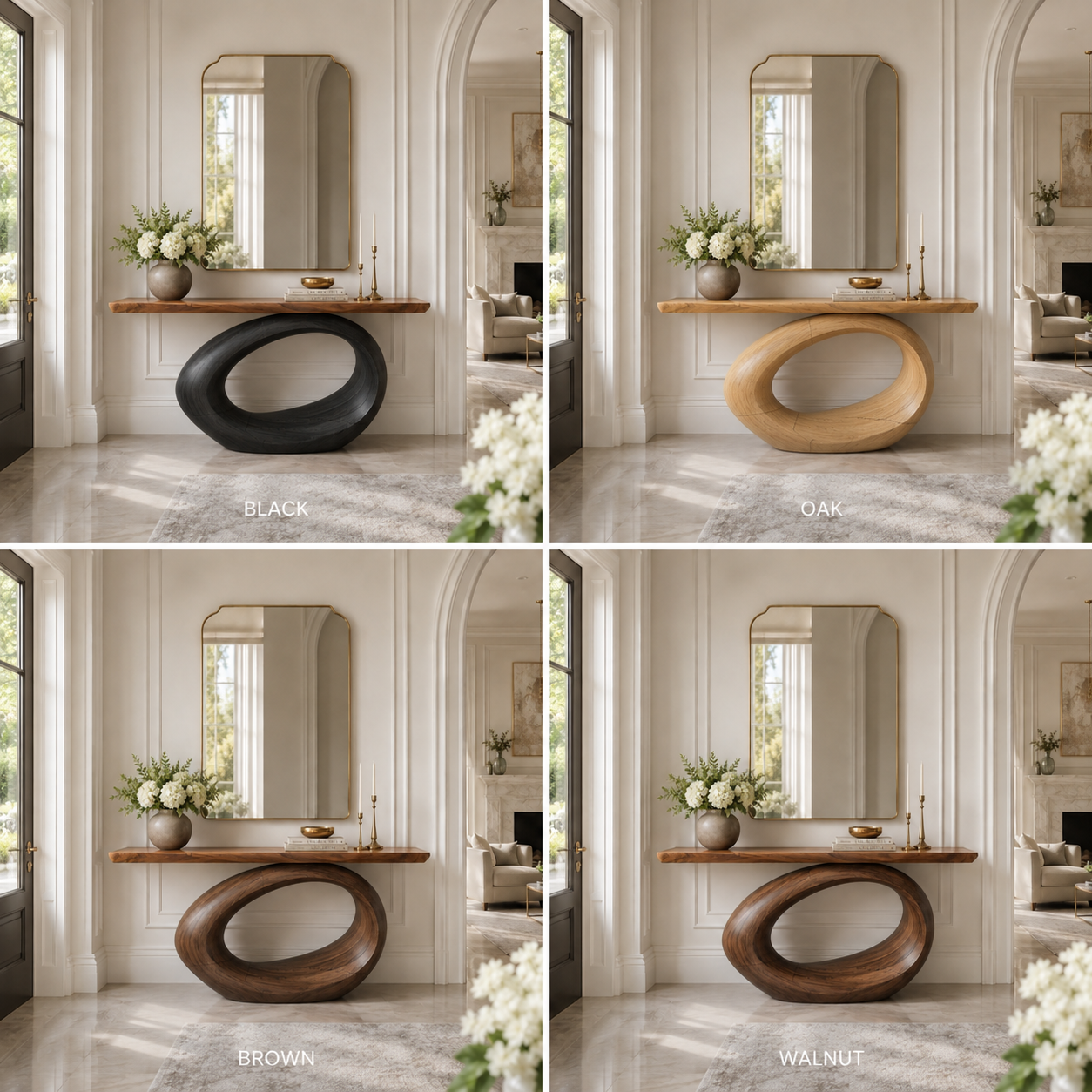 Sculptural Loop Wood Console Table