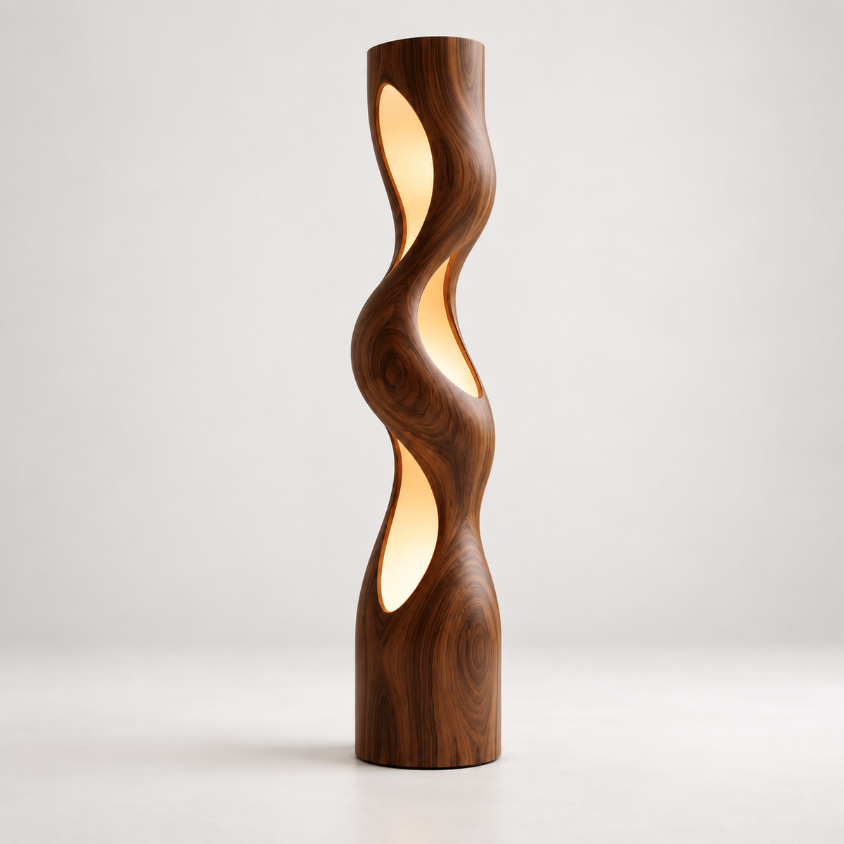 Sculptural Wave Wood Floor Lamp