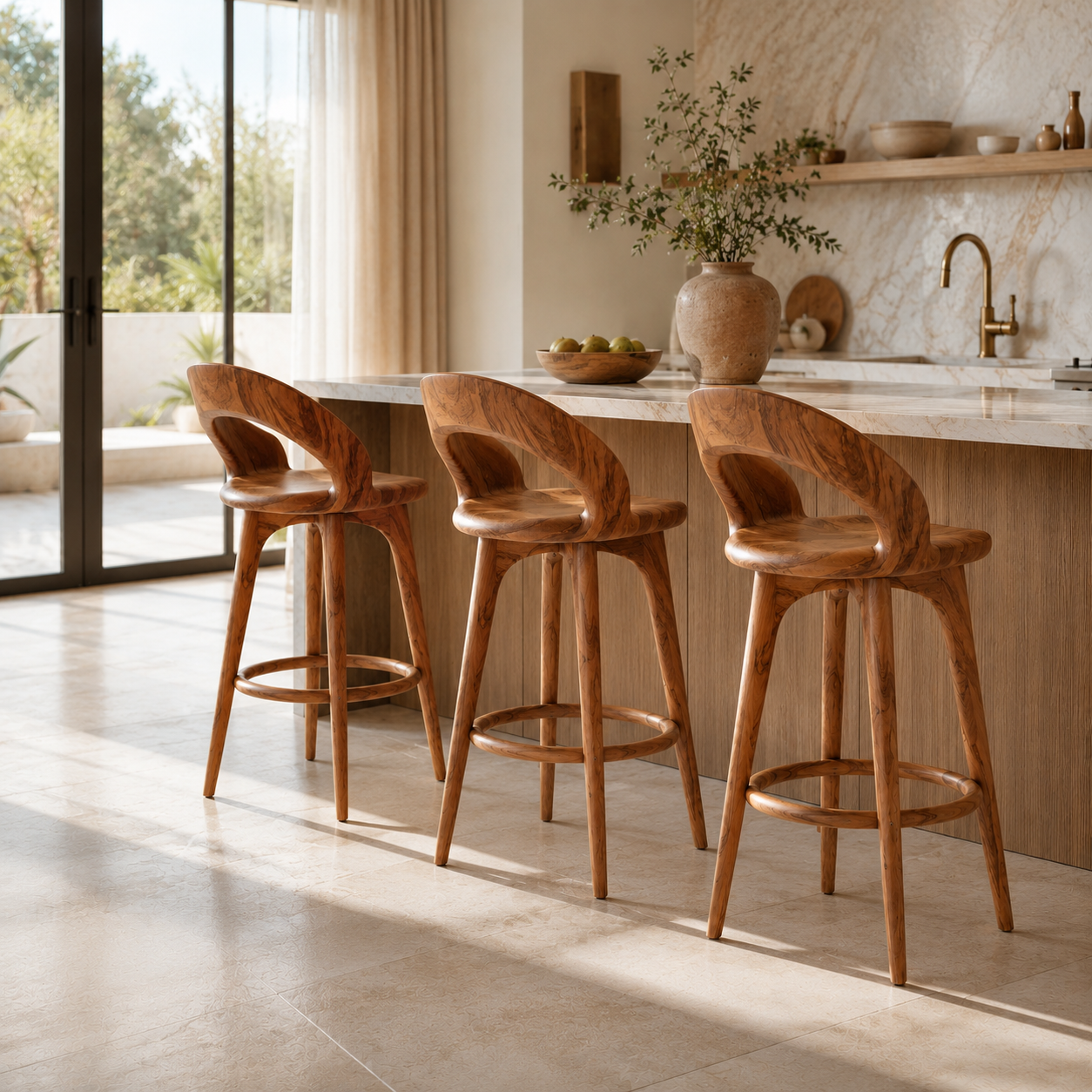 Wooden Bar Stool – Solid Wood Counter Chair for Kitchen Island