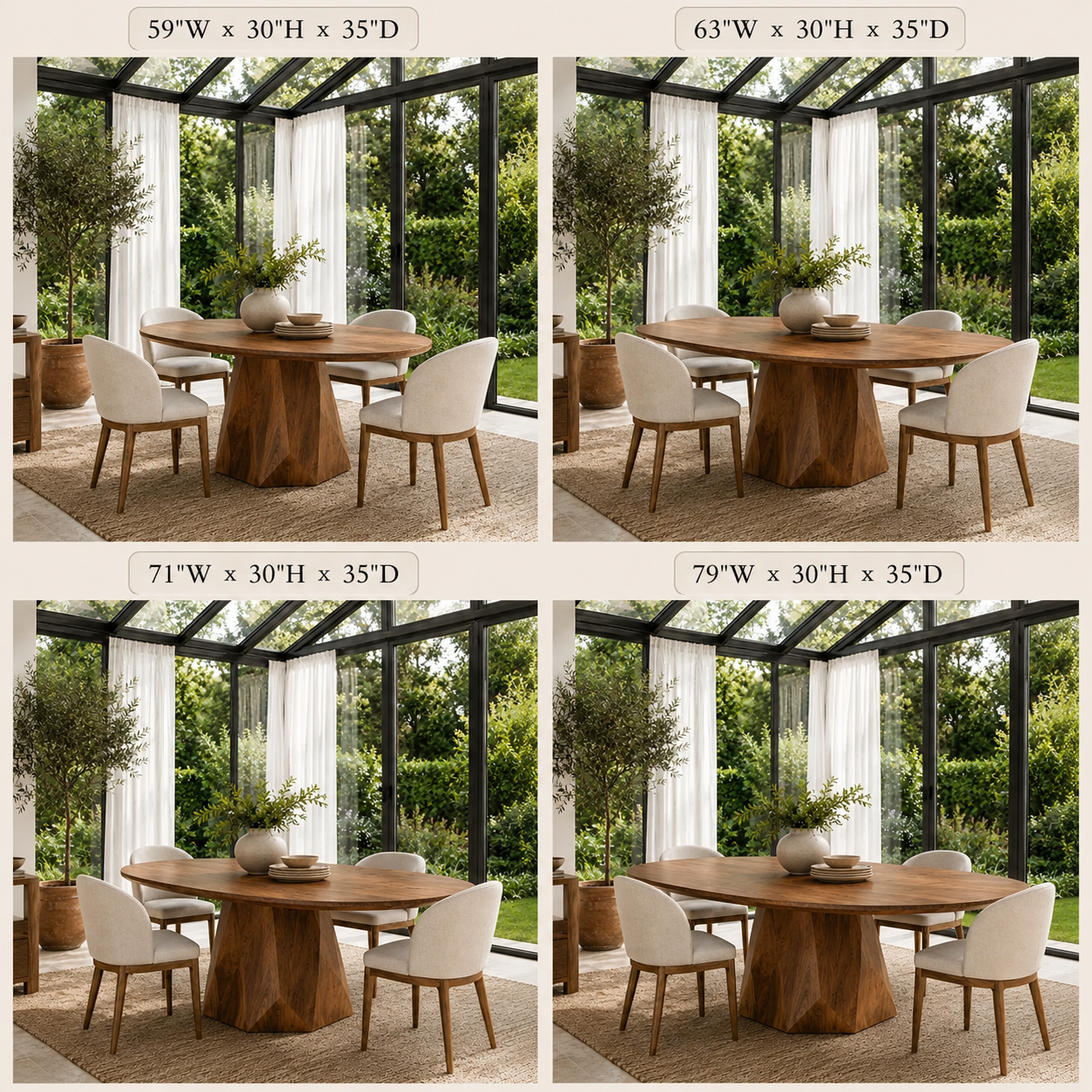 Oval Wood Dining Table – Solid Wood Pedestal Table for Dining Room Decor
