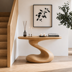 Sculptural Console Table – Solid Wood Modern Table for Entryway Decor