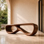 Infinity Bench – Sculptural Solid Wood Bench for Modern Living Room