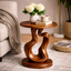 Twisted Side Table – Sculptural Solid Wood Table for Modern Living Room