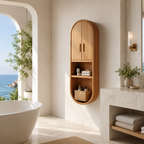 Arched Wood Bathroom Cabinet – Solid Wood Wall Mounted Storage Cabinet for Bathroom Decor