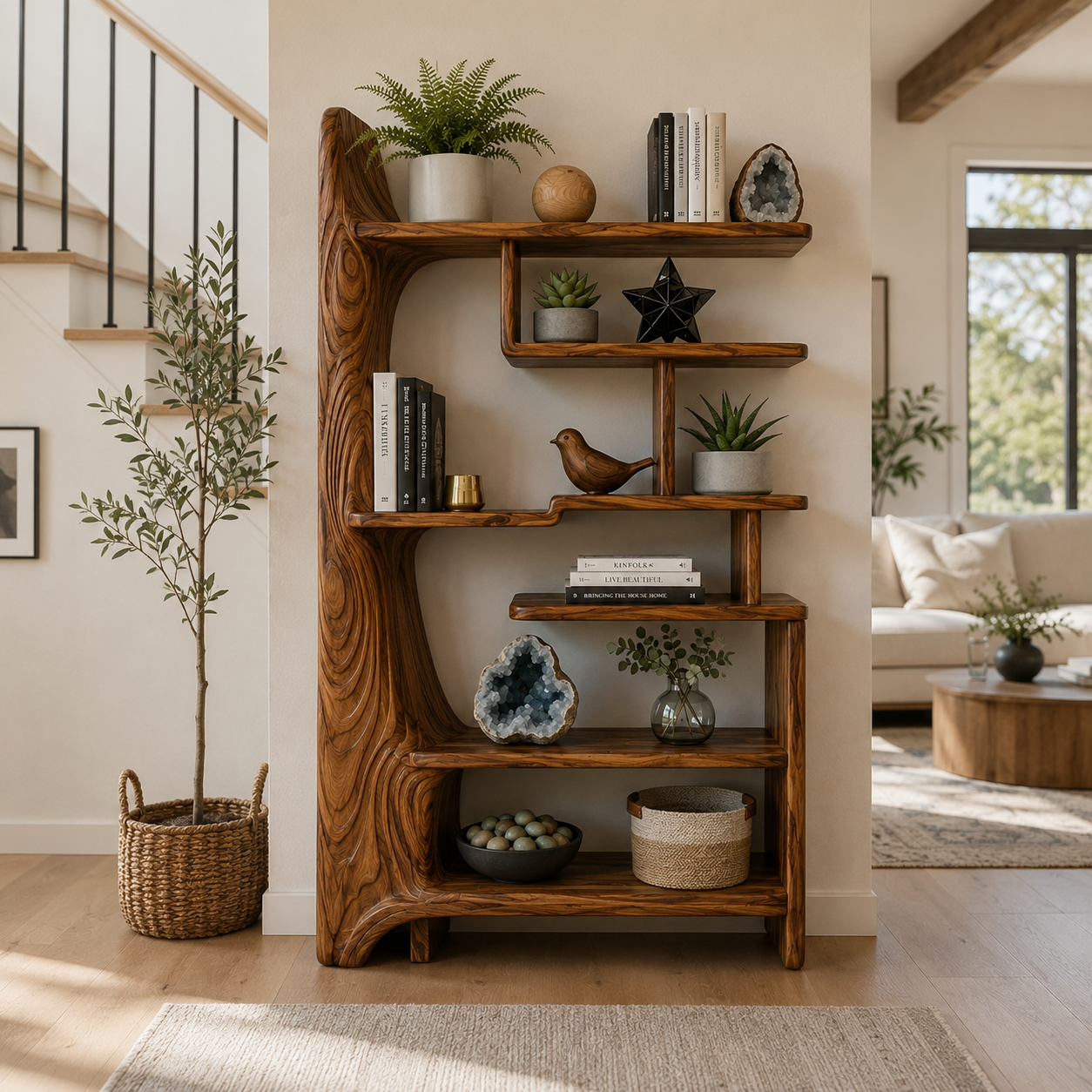 Organic Tree Frame Wood Bookshelf