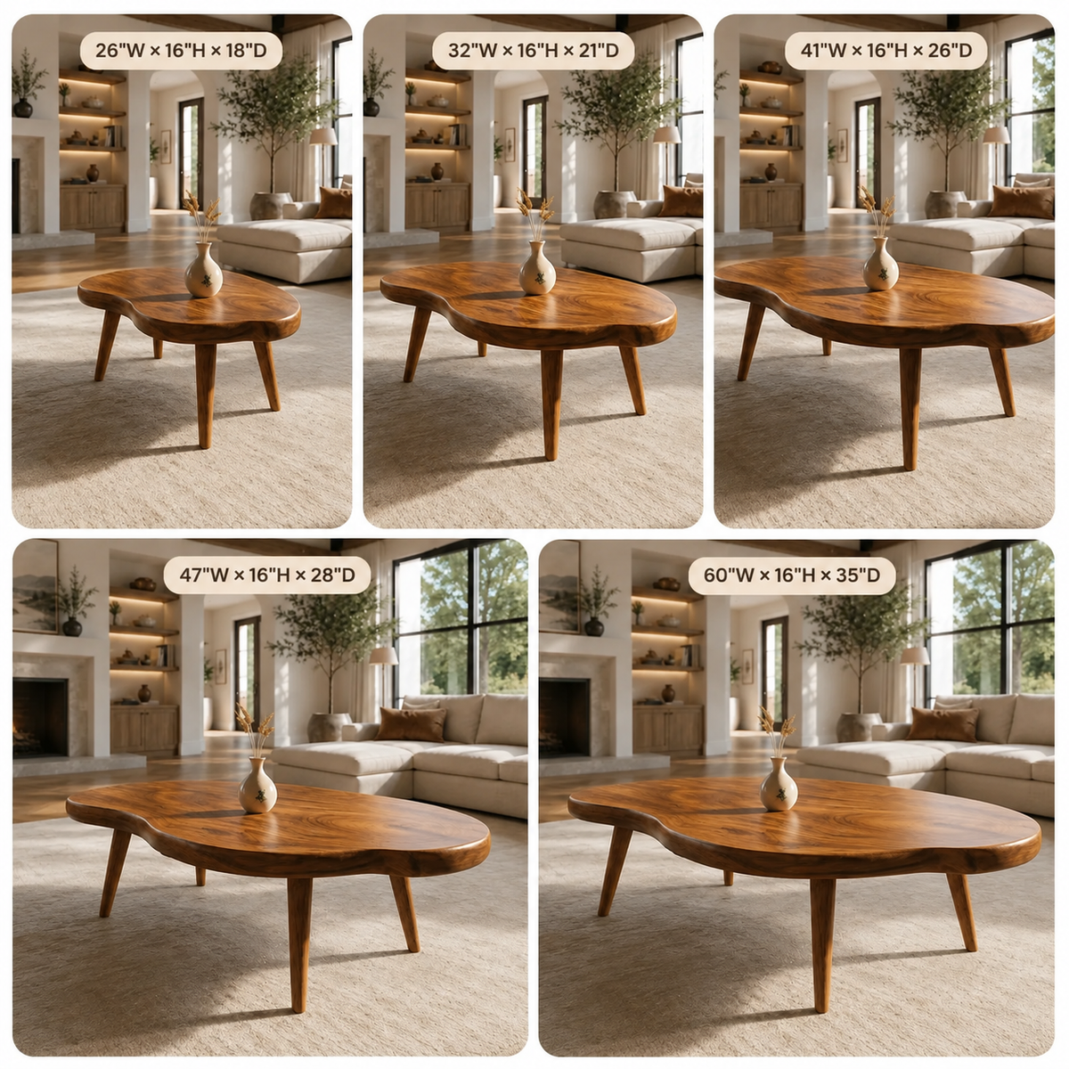 Round Coffee Table – Solid Wood Table for Living Room
