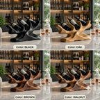 Sculptural Wood Wine Rack – Solid Wood 3 Bottle Display Stand for Home Bar Decor