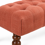 Tufted Upholstered Bench with Turned Wood Legs