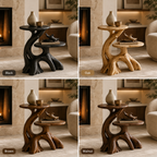 Sculptural Side Table – Solid Wood Accent Table for Living Room