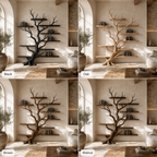 Tree Branch Bookcase – Solid Wood Display Shelf for Living Room