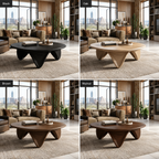 Sculptural Petal Base Wood Coffee Table