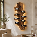 Wall-Mounted Wine Rack – Solid Wood Bottle Holder for Home Bar