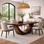 Modern Solid Wood Dining Table with Sculptural Base | Contemporary Statement Dining Table