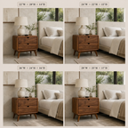 Solid Wood Nightstand – Mid Century Bedside Table for Bedroom Decor